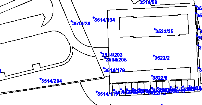 Parcela st. 3514/203 v KÚ Jihlava, Katastrální mapa