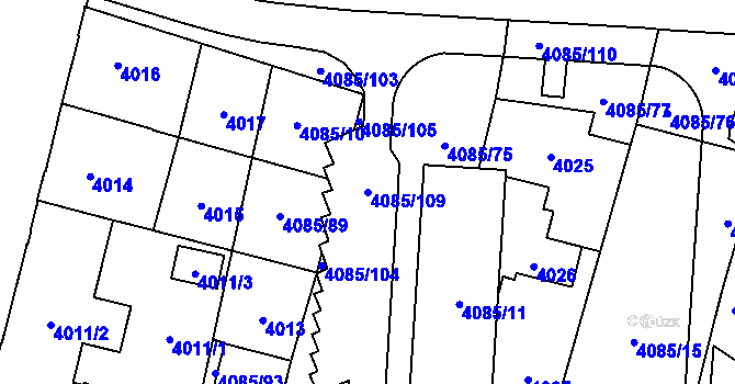 Parcela st. 4085/109 v KÚ Jihlava, Katastrální mapa