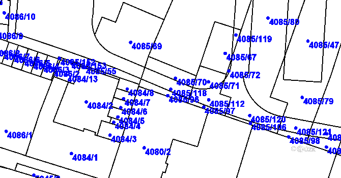 Parcela st. 4085/118 v KÚ Jihlava, Katastrální mapa