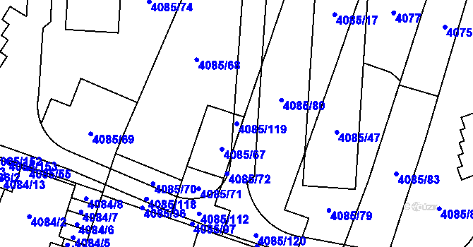 Parcela st. 4085/119 v KÚ Jihlava, Katastrální mapa