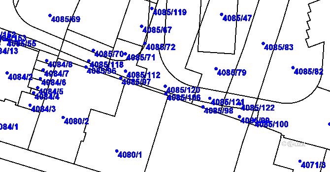 Parcela st. 4085/120 v KÚ Jihlava, Katastrální mapa
