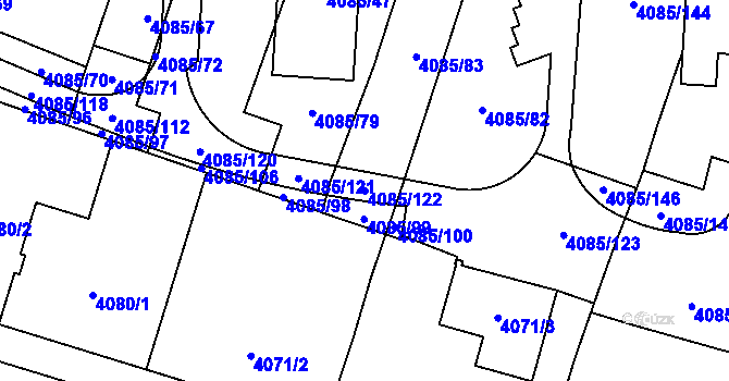 Parcela st. 4085/122 v KÚ Jihlava, Katastrální mapa
