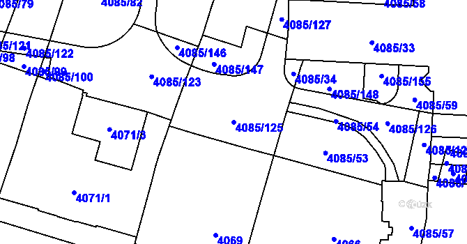 Parcela st. 4085/125 v KÚ Jihlava, Katastrální mapa