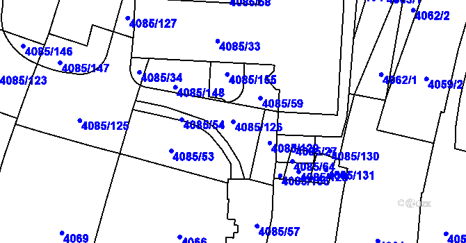 Parcela st. 4085/126 v KÚ Jihlava, Katastrální mapa