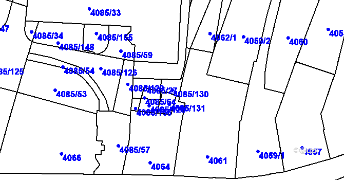 Parcela st. 4085/130 v KÚ Jihlava, Katastrální mapa