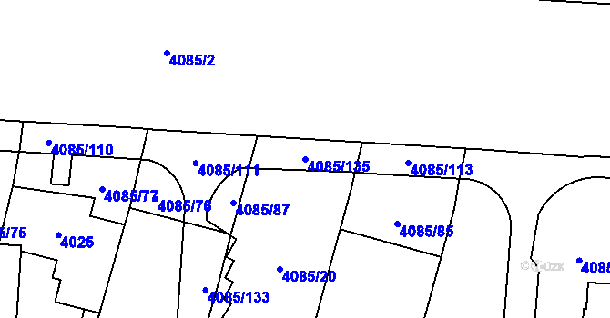 Parcela st. 4085/135 v KÚ Jihlava, Katastrální mapa