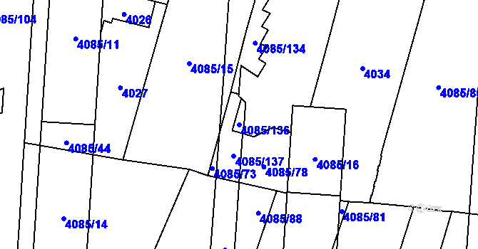 Parcela st. 4085/136 v KÚ Jihlava, Katastrální mapa