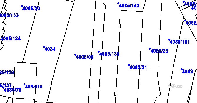Parcela st. 4085/138 v KÚ Jihlava, Katastrální mapa