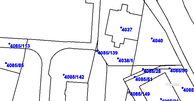 Parcela st. 4085/139 v KÚ Jihlava, Katastrální mapa