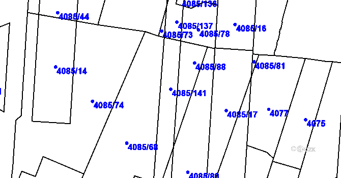 Parcela st. 4085/141 v KÚ Jihlava, Katastrální mapa