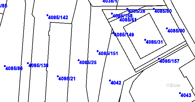 Parcela st. 4085/151 v KÚ Jihlava, Katastrální mapa