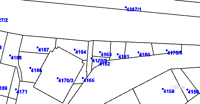 Parcela st. 4163 v KÚ Jihlava, Katastrální mapa