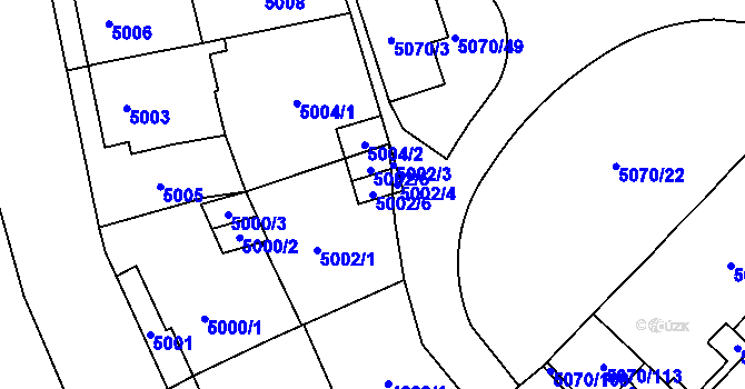 Parcela st. 5002/6 v KÚ Jihlava, Katastrální mapa