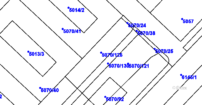 Parcela st. 5070/126 v KÚ Jihlava, Katastrální mapa