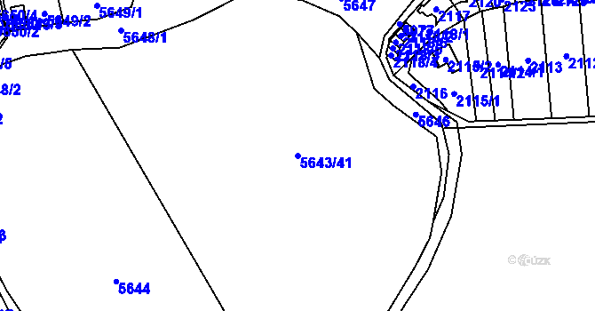 Parcela st. 5643/41 v KÚ Jihlava, Katastrální mapa