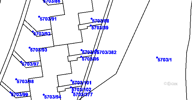 Parcela st. 5703/382 v KÚ Jihlava, Katastrální mapa