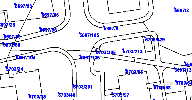 Parcela st. 5703/385 v KÚ Jihlava, Katastrální mapa