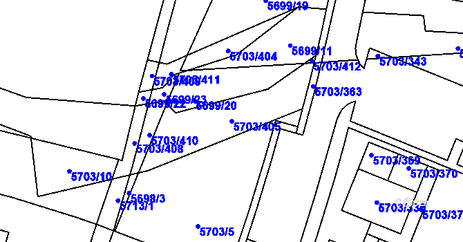 Parcela st. 5703/405 v KÚ Jihlava, Katastrální mapa