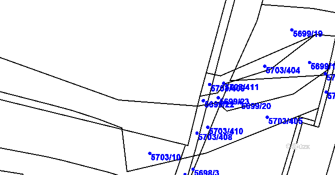 Parcela st. 5703/407 v KÚ Jihlava, Katastrální mapa