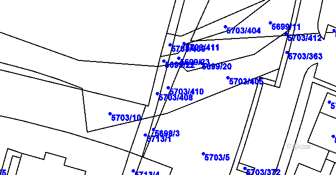 Parcela st. 5703/410 v KÚ Jihlava, Katastrální mapa