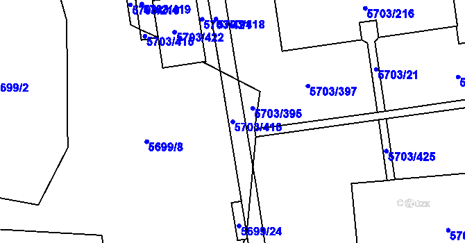 Parcela st. 5703/416 v KÚ Jihlava, Katastrální mapa