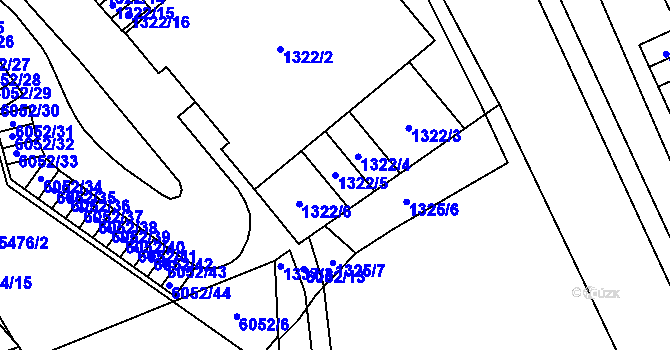 Parcela st. 1322/5 v KÚ Jihlava, Katastrální mapa