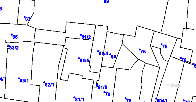 Parcela st. 81/4 v KÚ Jihlava, Katastrální mapa