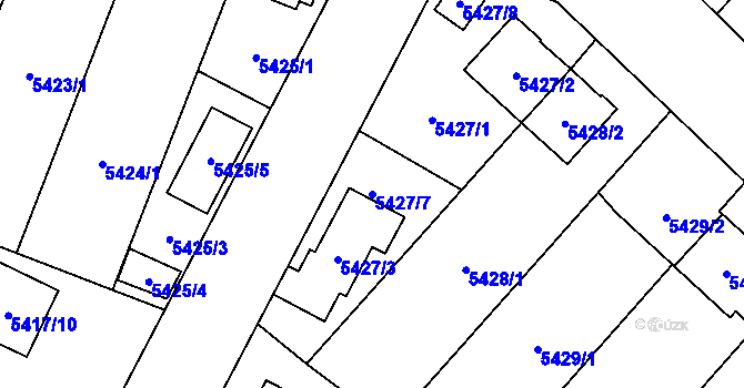 Parcela st. 5427/7 v KÚ Jihlava, Katastrální mapa