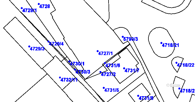 Parcela st. 4727/1 v KÚ Jihlava, Katastrální mapa