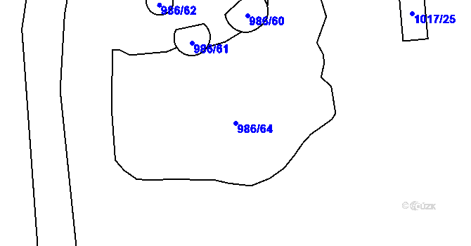 Parcela st. 986/64 v KÚ Jihlava, Katastrální mapa