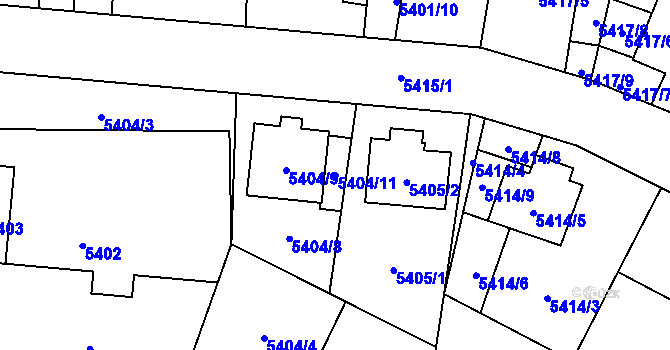 Parcela st. 5404/11 v KÚ Jihlava, Katastrální mapa