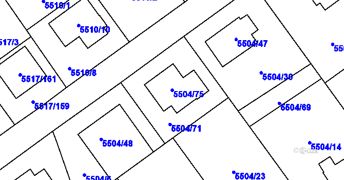 Parcela st. 5504/75 v KÚ Jihlava, Katastrální mapa