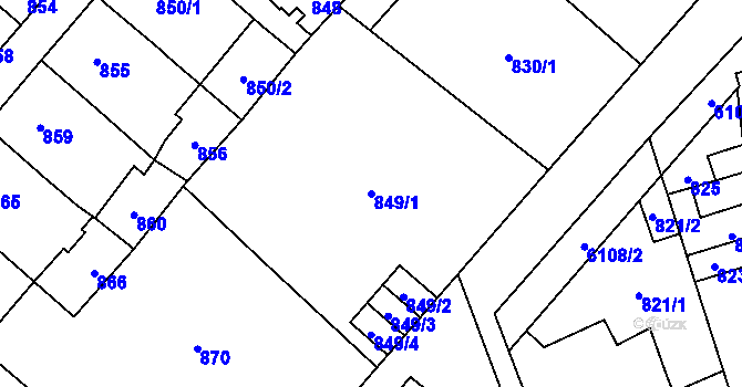 Parcela st. 849/1 v KÚ Jihlava, Katastrální mapa