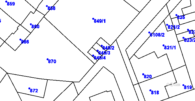 Parcela st. 849/3 v KÚ Jihlava, Katastrální mapa
