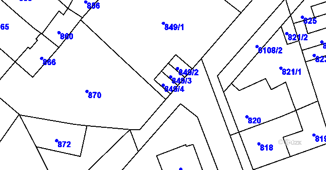 Parcela st. 849/4 v KÚ Jihlava, Katastrální mapa
