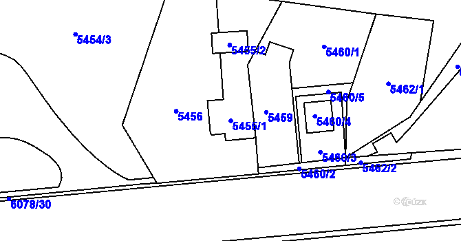 Parcela st. 5455/1 v KÚ Jihlava, Katastrální mapa