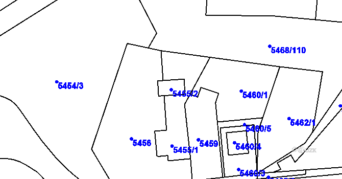 Parcela st. 5455/2 v KÚ Jihlava, Katastrální mapa