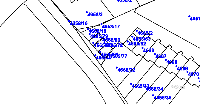 Parcela st. 4665/91 v KÚ Jihlava, Katastrální mapa