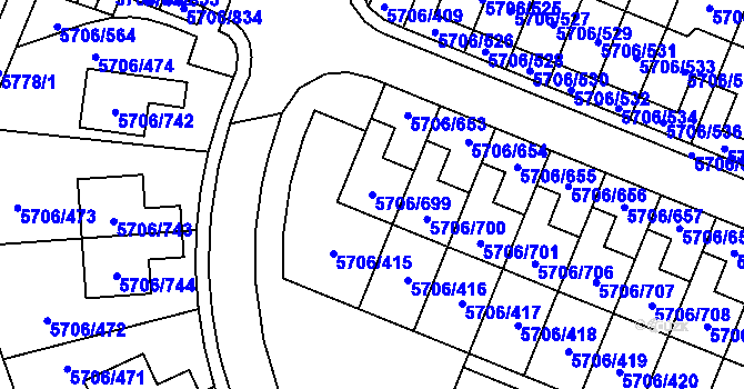 Parcela st. 5706/699 v KÚ Jihlava, Katastrální mapa
