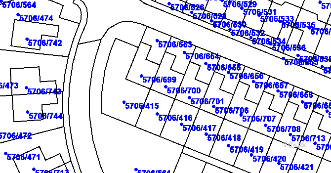 Parcela st. 5706/700 v KÚ Jihlava, Katastrální mapa