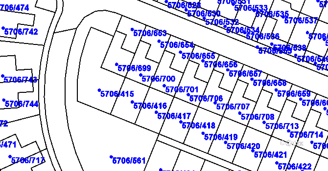 Parcela st. 5706/701 v KÚ Jihlava, Katastrální mapa