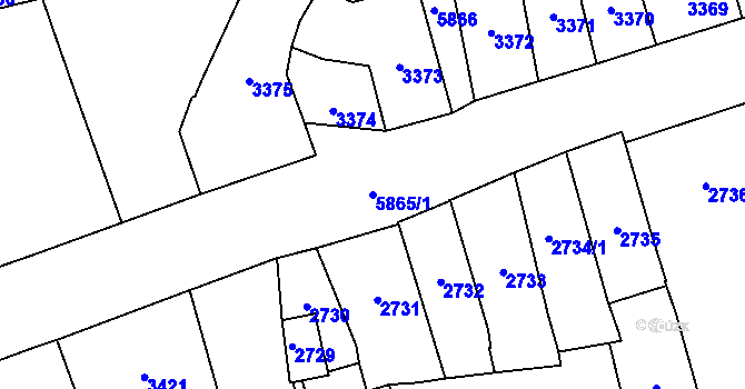 Parcela st. 5865/1 v KÚ Jihlava, Katastrální mapa