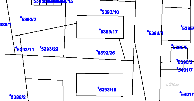 Parcela st. 5393/26 v KÚ Jihlava, Katastrální mapa
