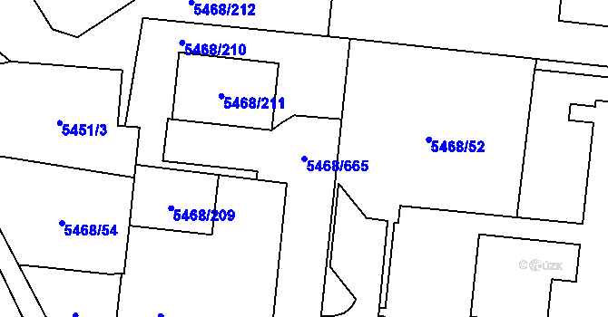 Parcela st. 5468/665 v KÚ Jihlava, Katastrální mapa