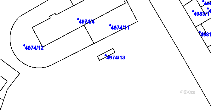 Parcela st. 4974/13 v KÚ Jihlava, Katastrální mapa