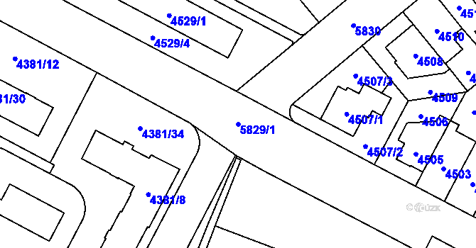 Parcela st. 5829/1 v KÚ Jihlava, Katastrální mapa