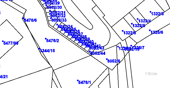 Parcela st. 6052/42 v KÚ Jihlava, Katastrální mapa
