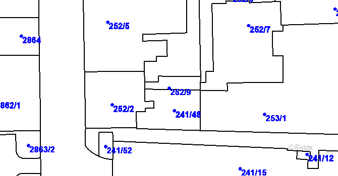 Parcela st. 252/9 v KÚ Jihlava, Katastrální mapa