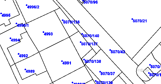 Parcela st. 5070/137 v KÚ Jihlava, Katastrální mapa