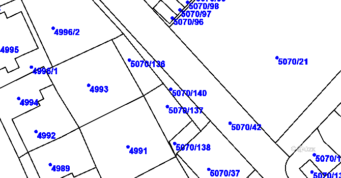 Parcela st. 5070/140 v KÚ Jihlava, Katastrální mapa